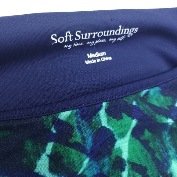 Soft Surroundings Blue Green Side Rouged Soft Viscose Blend Dress Sz M - Picture 2 of 11